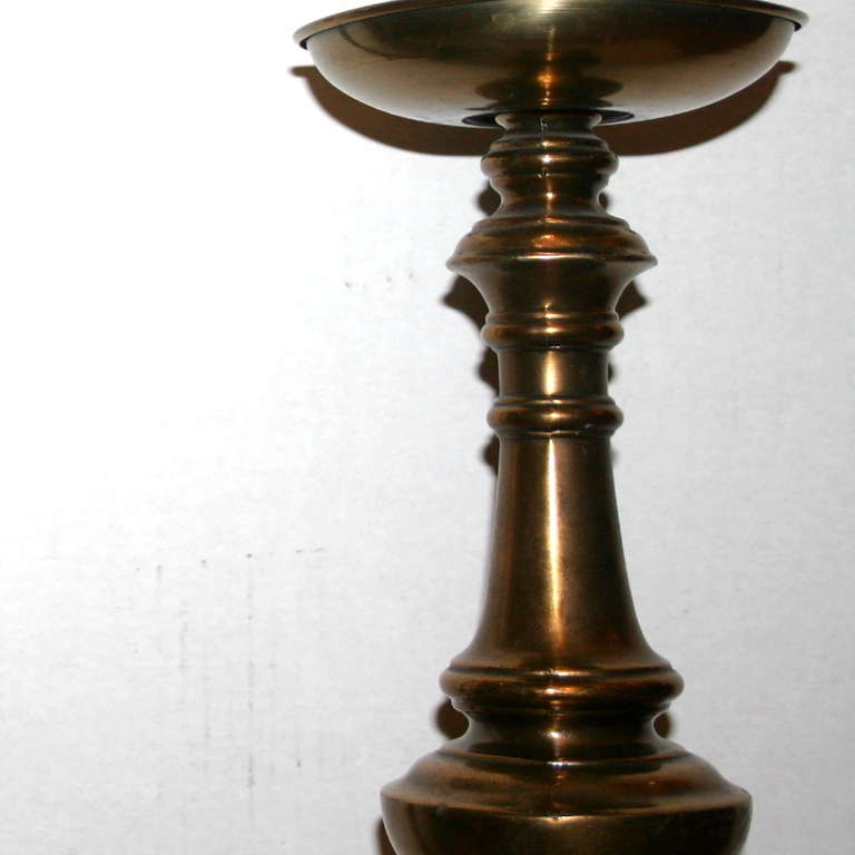 Pair of Brass Candlestick Lamps 1