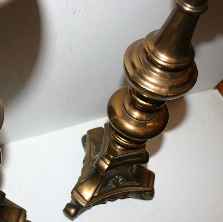 Pair of Brass Candlestick Lamps 2