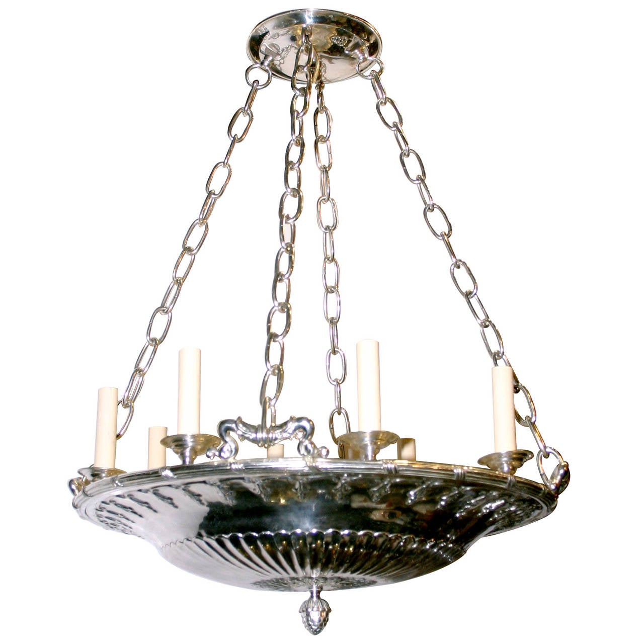 American Pair of Silver Plated Neoclassic  Chandeliers