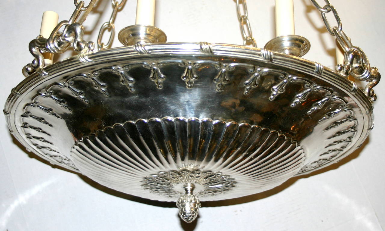 Pair of Silver Plated Neoclassic  Chandeliers 1