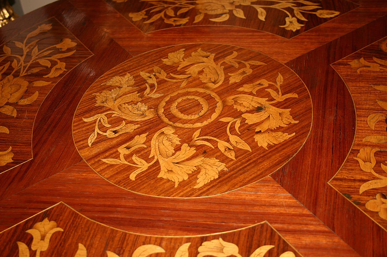 Wood Round Marquetry Top Table For Sale