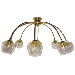 Vintage Italian Gilt Metal and Glass Light Fixture