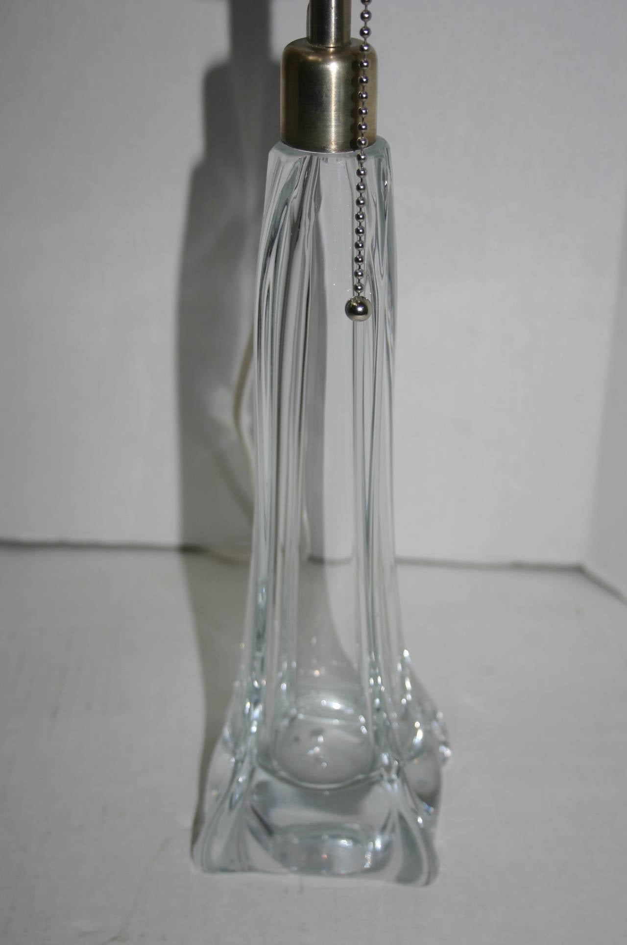 Italian Pair of Clear Murano Glass Lamps