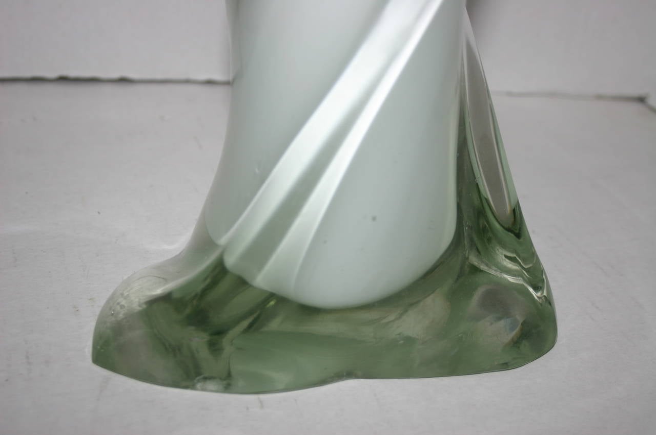 Italian Single White Murano Glass Table Lamps
