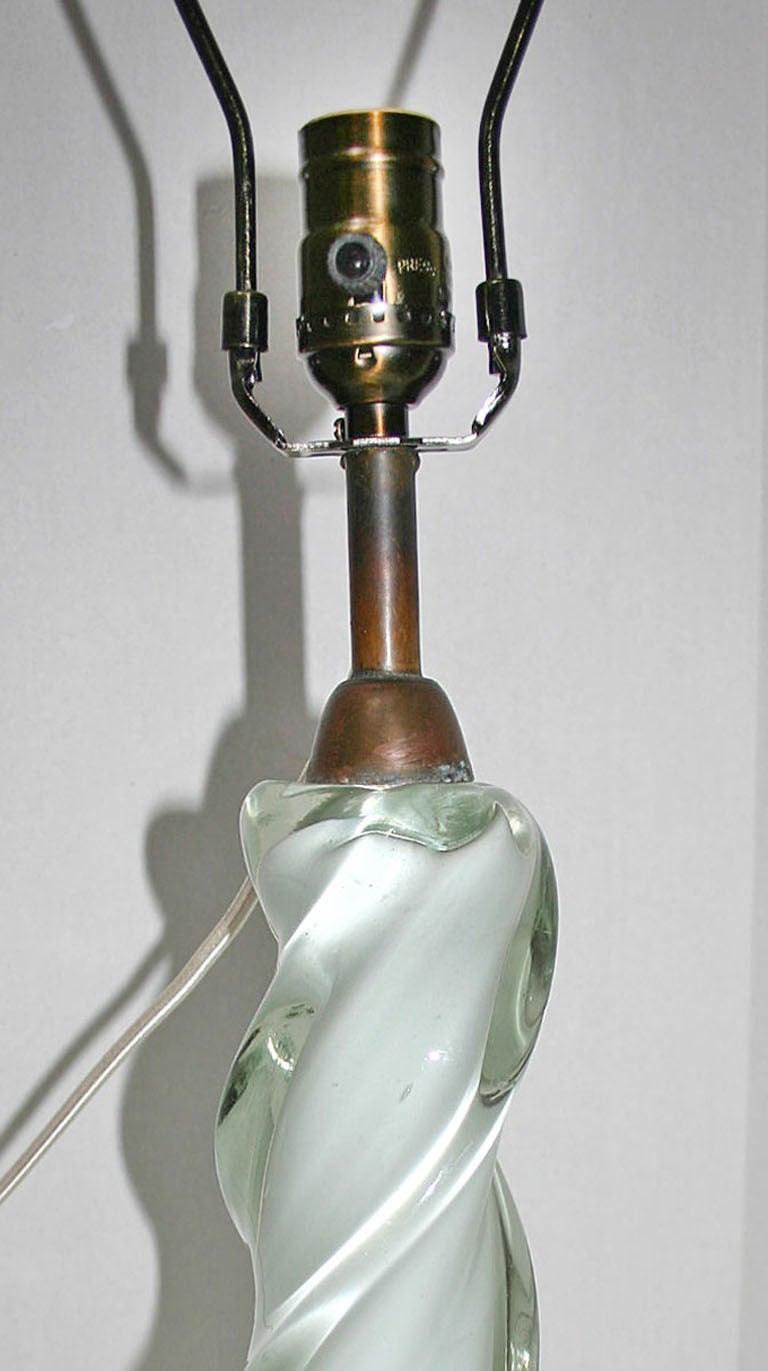 Hand-Crafted Single White Murano Glass Table Lamps