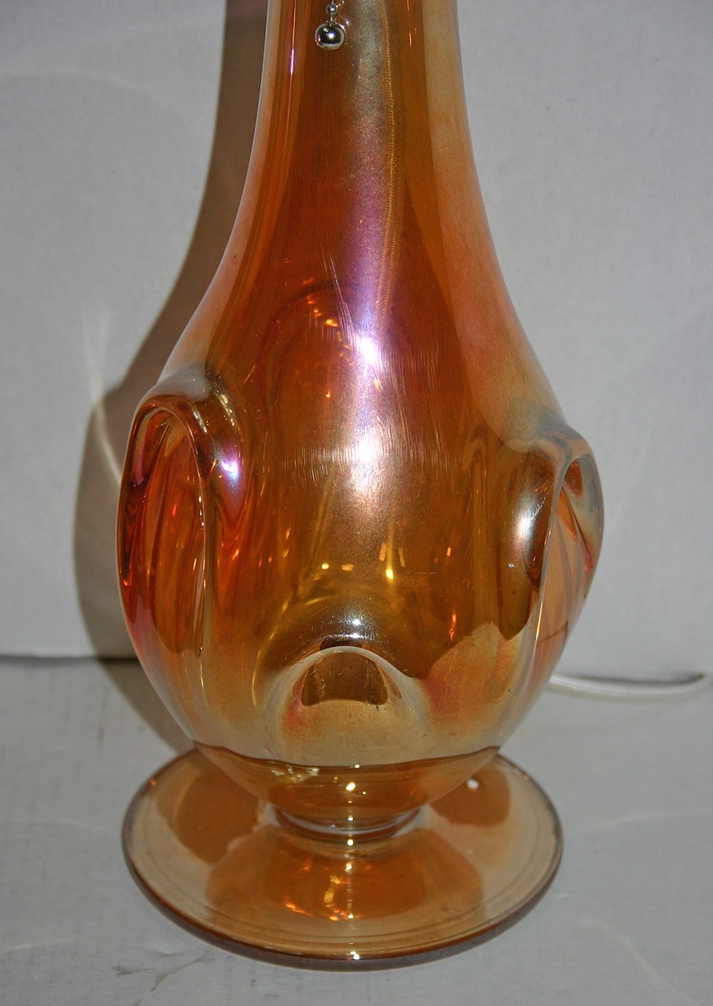 Italian Pair of Peach Murano Table Lamps