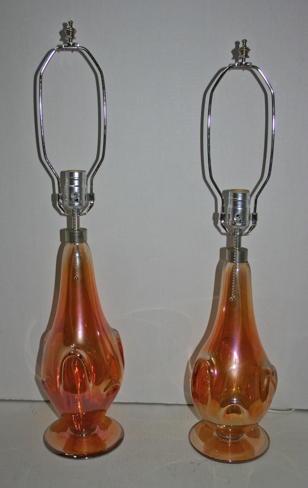 Pair of Peach Murano Table Lamps In Excellent Condition In New York, NY
