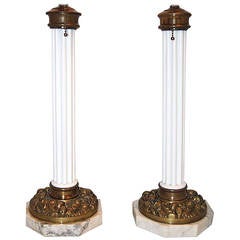 Antique White Milk Glass Table Lamps