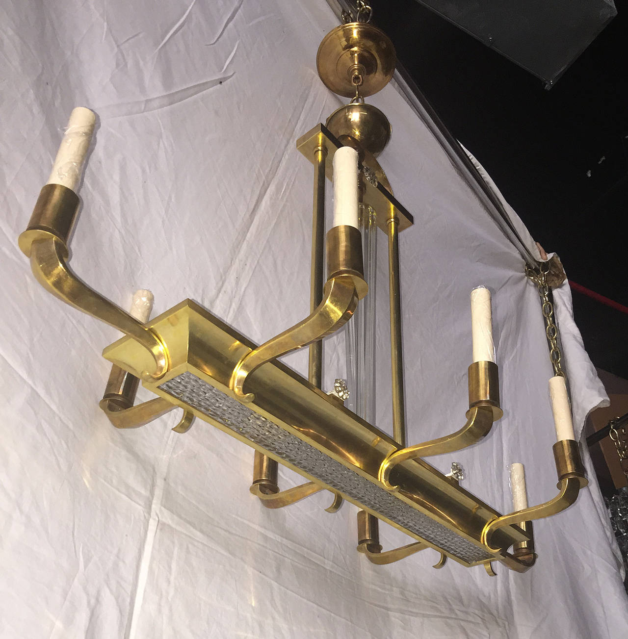 Mid-20th Century French Moderne Horizontal Chandelier