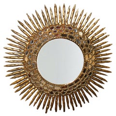 Antique Sunburst Giltwood Mirror