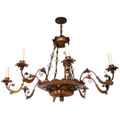 Large Neoclassic Giltwood Chandelier 9