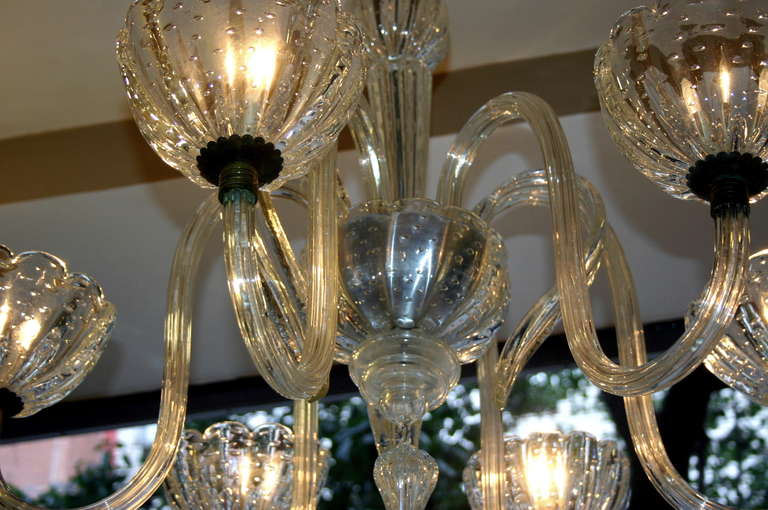 Clear Murano Chandelier In Excellent Condition In New York, NY