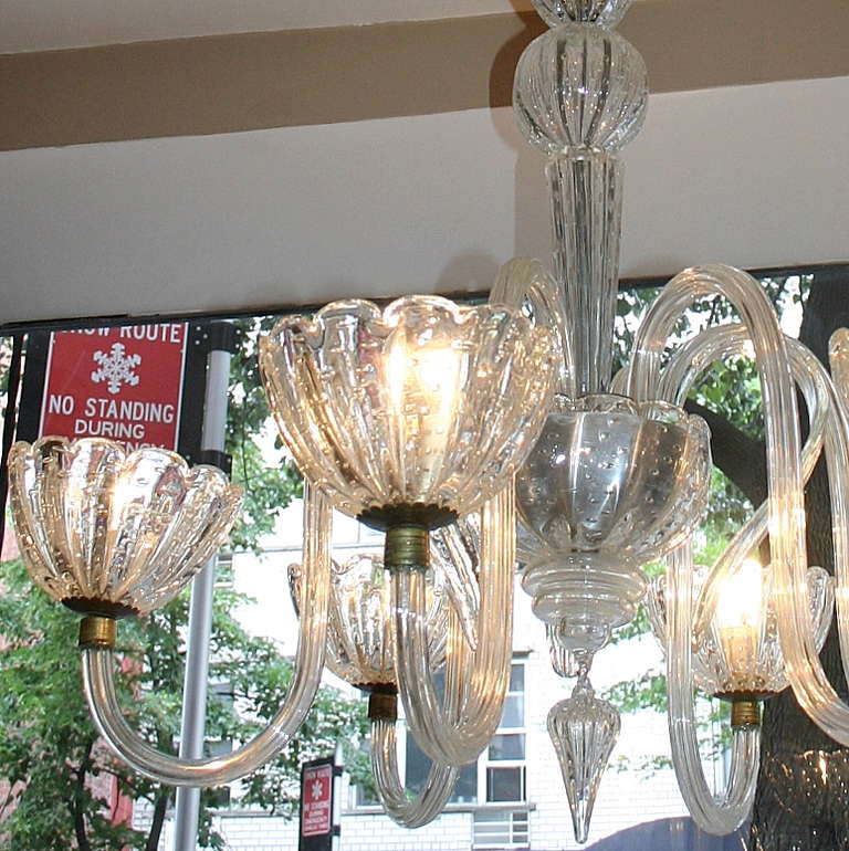 Mid-20th Century Clear Murano Chandelier