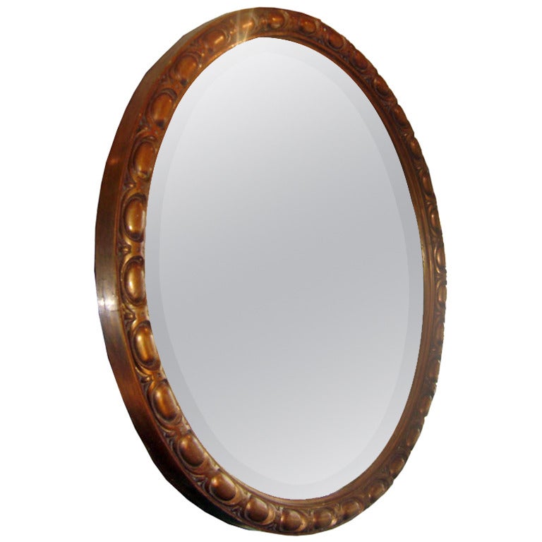 Round Neoclassic Gilt Wood Mirror
