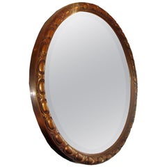 Miroir rond néoclassique en bois doré