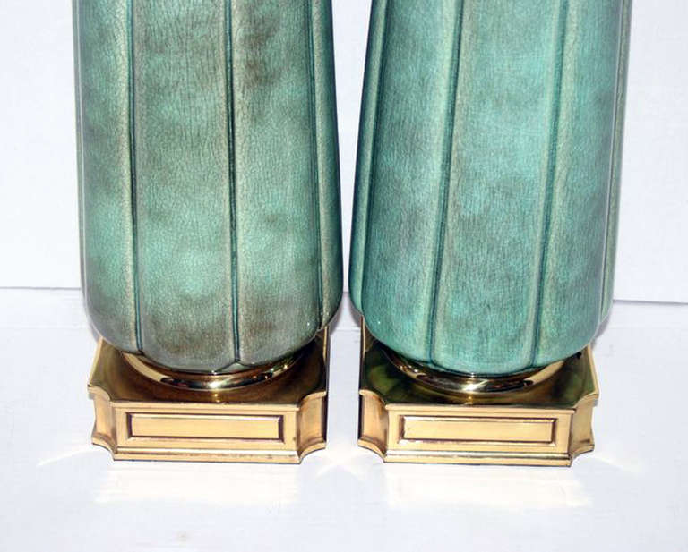 Pair of Celadon Porcelain Lamps In Excellent Condition In New York, NY