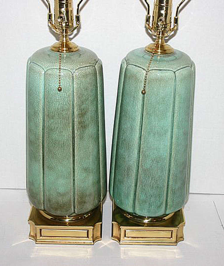 Pair of Celadon Porcelain Lamps 1