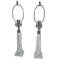 Pair of Clear Murano Glass Lamps 8