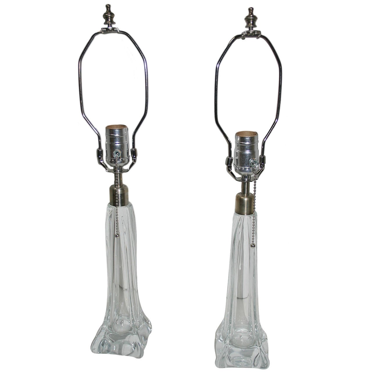 Pair of Clear Murano Glass Lamps