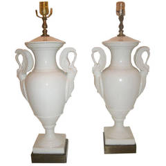 Pair of Large White Porcelain Lamps