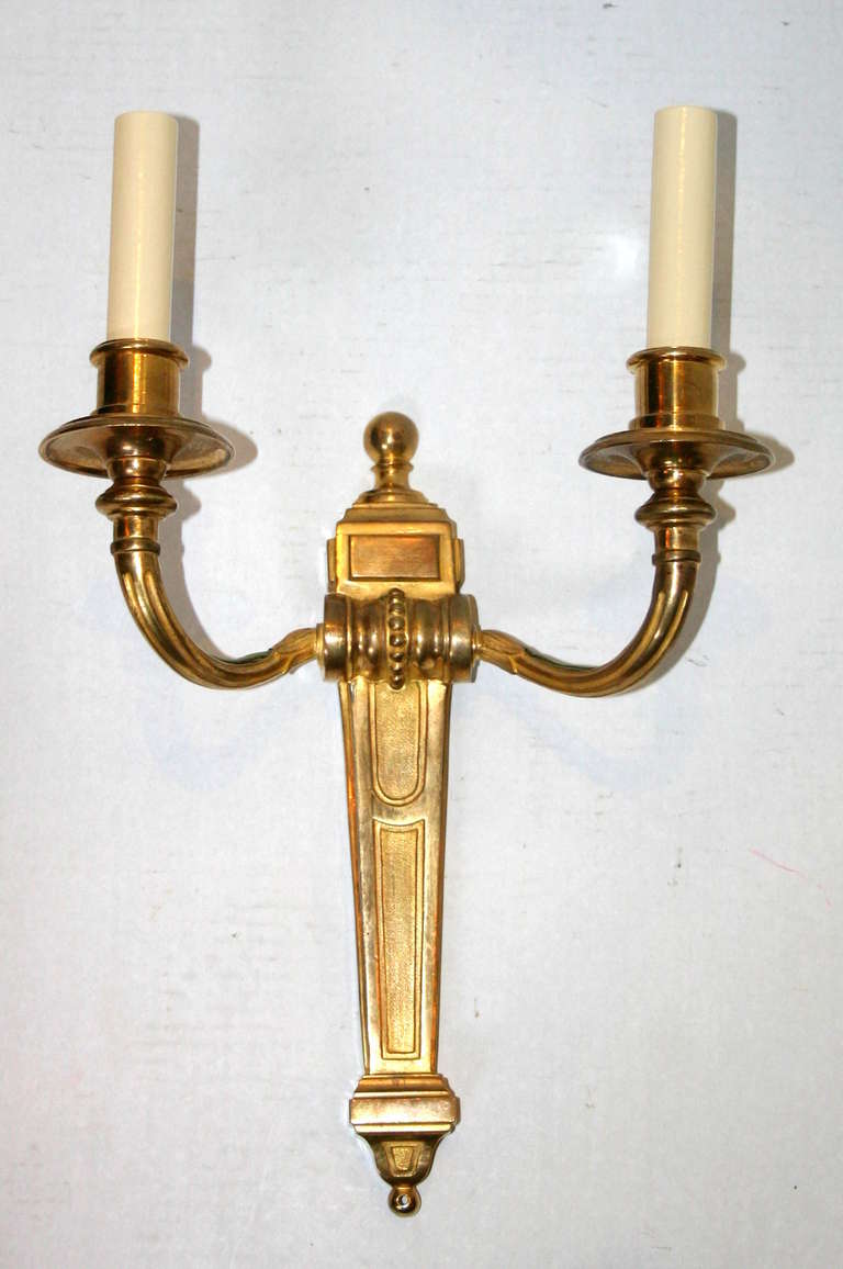 French Set of Four Neoclassic Gilt Metal Sconces, Sold in Pairs For Sale