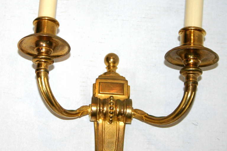 Mid-20th Century Set of Four Neoclassic Gilt Metal Sconces, Sold in Pairs For Sale