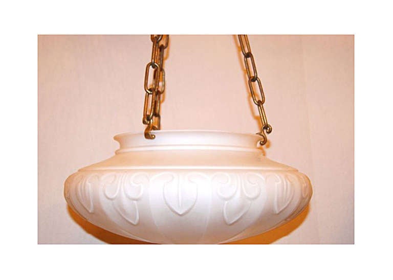 White Opaline Glass Light Fixture In Excellent Condition For Sale In New York, NY