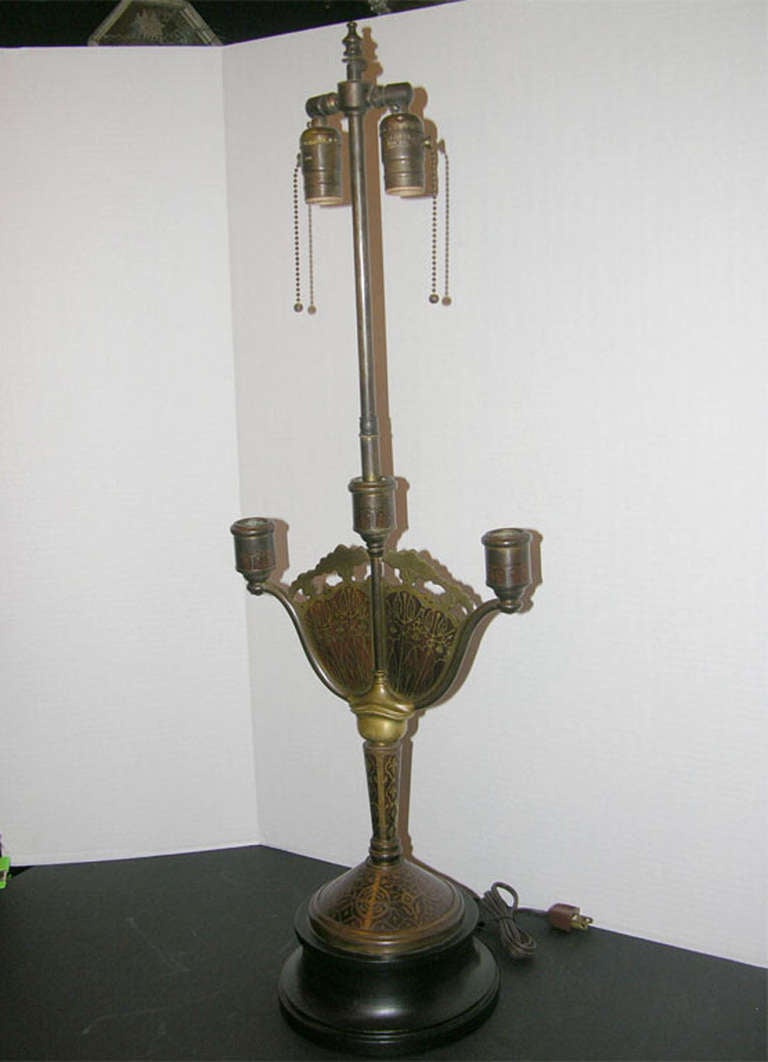Bronze Art Nouveau Candlestick Table Lamps For Sale