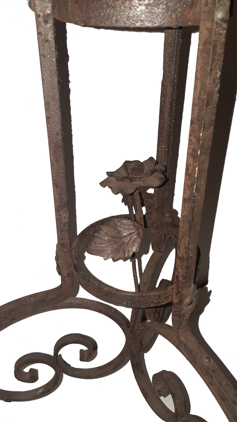 French Marble-Top Iron Table For Sale