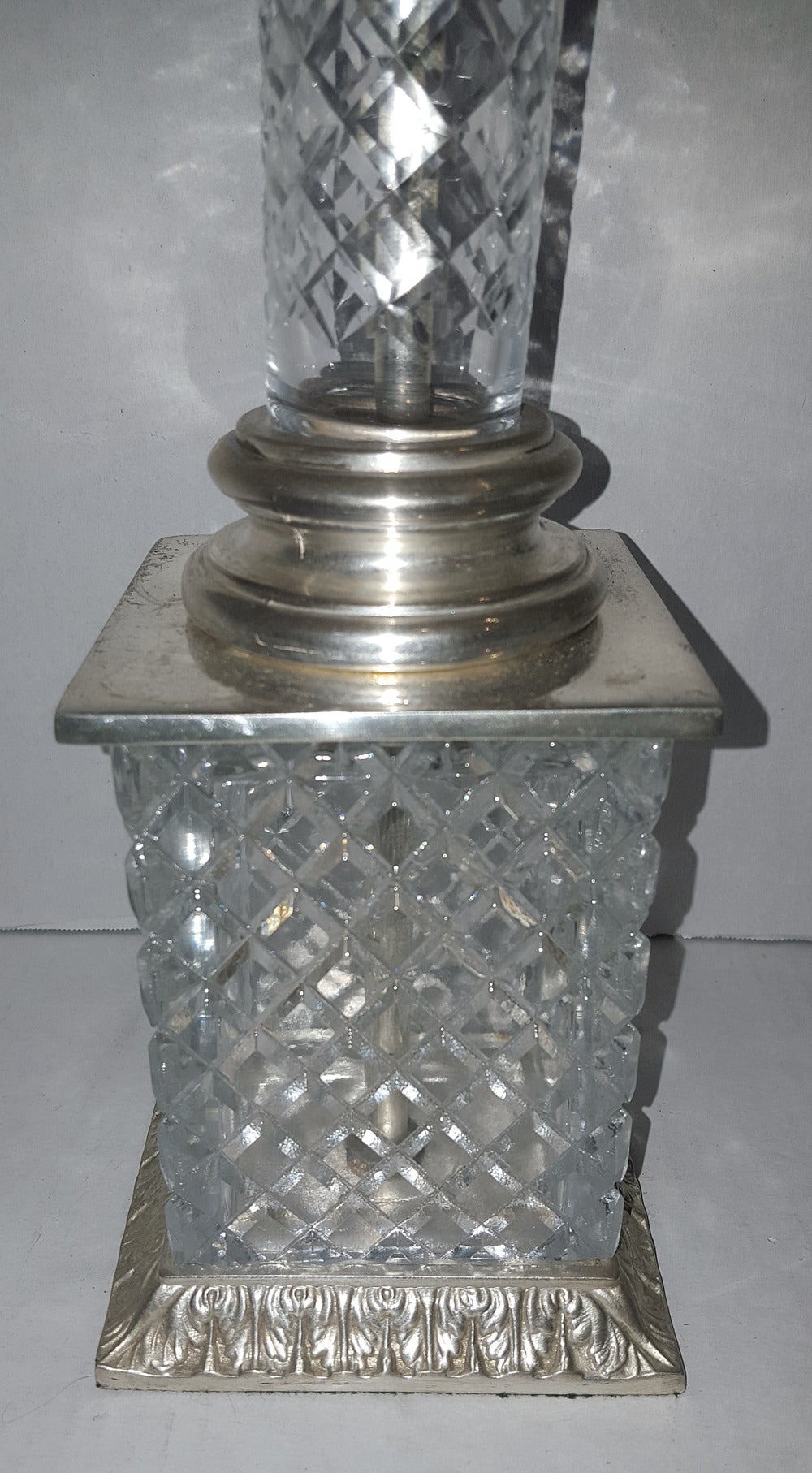 French Pair of Cut-Glass Table Lamps For Sale