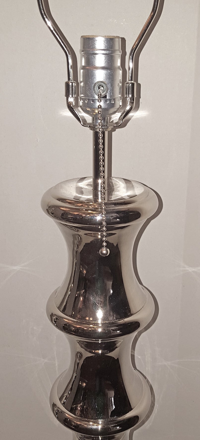 Italian Pair of Nickel Plated Table Lamps For Sale
