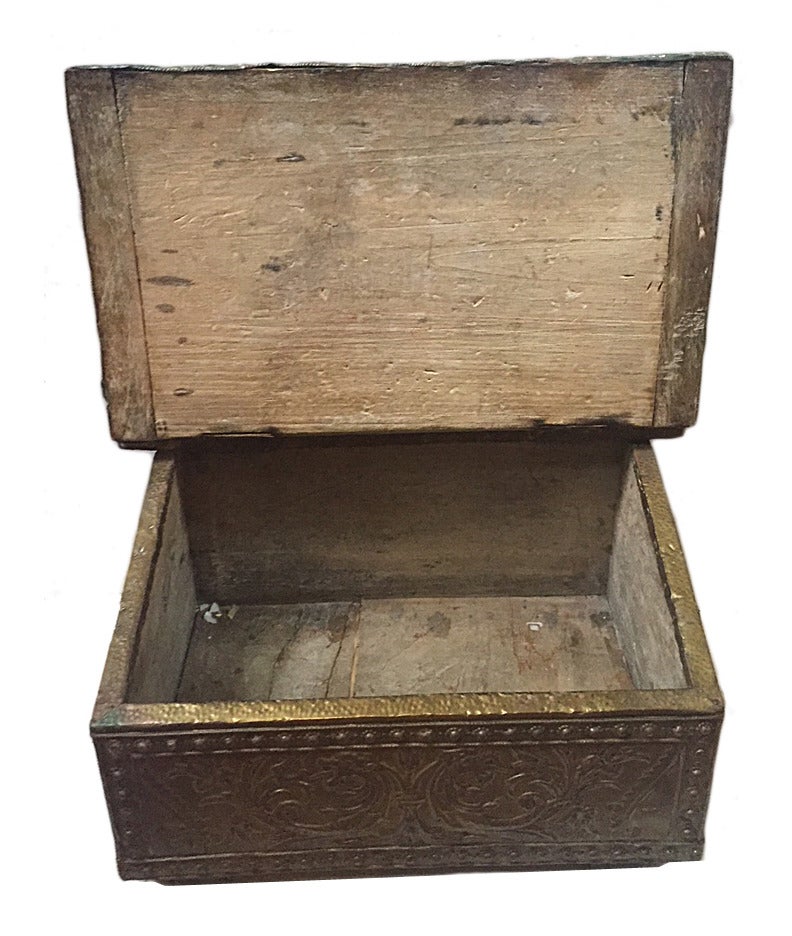 brass covered wood box