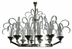 Large Moderne Murano Glass Ten-Light Chandelier