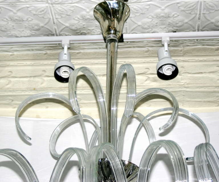 Italian Large Moderne Murano Glass Ten-Light Chandelier For Sale
