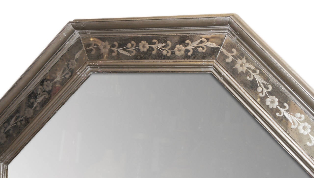 Etched Pair of Venetian Glass Mirrors, Sold Individually