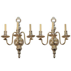 Large Silver Plated Neoclassic Sconces