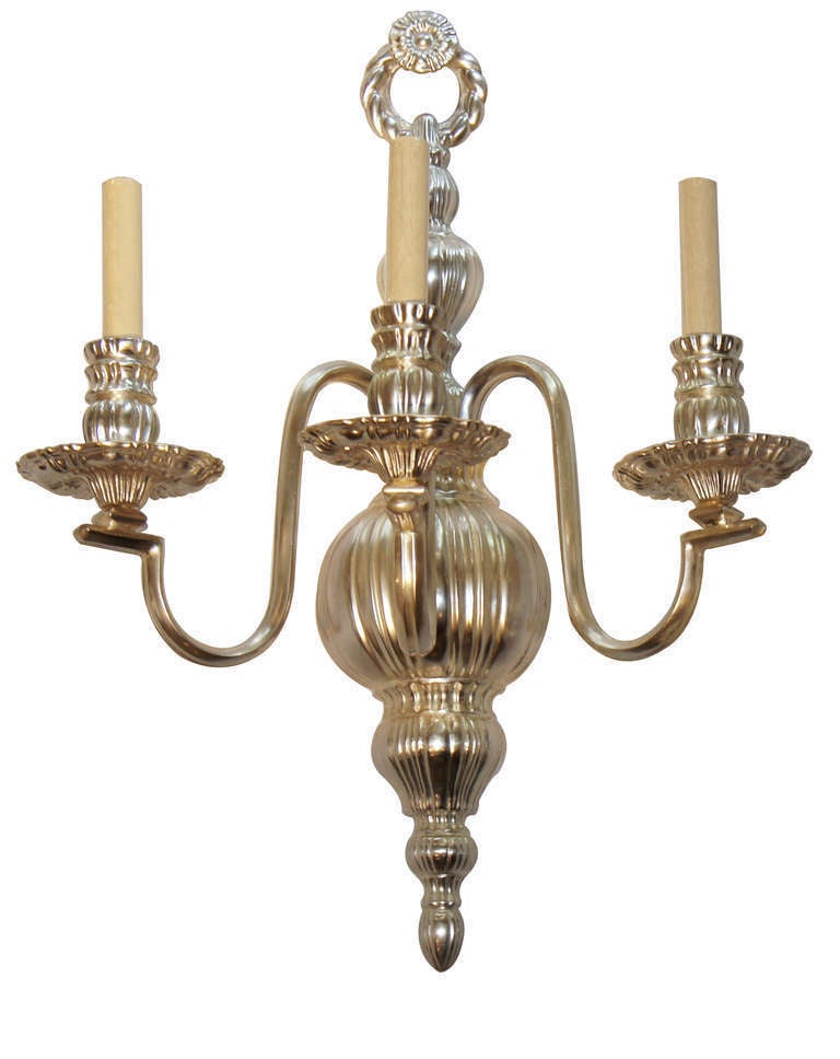 20th Century Large Silver Plated Neoclassic Sconces For Sale
