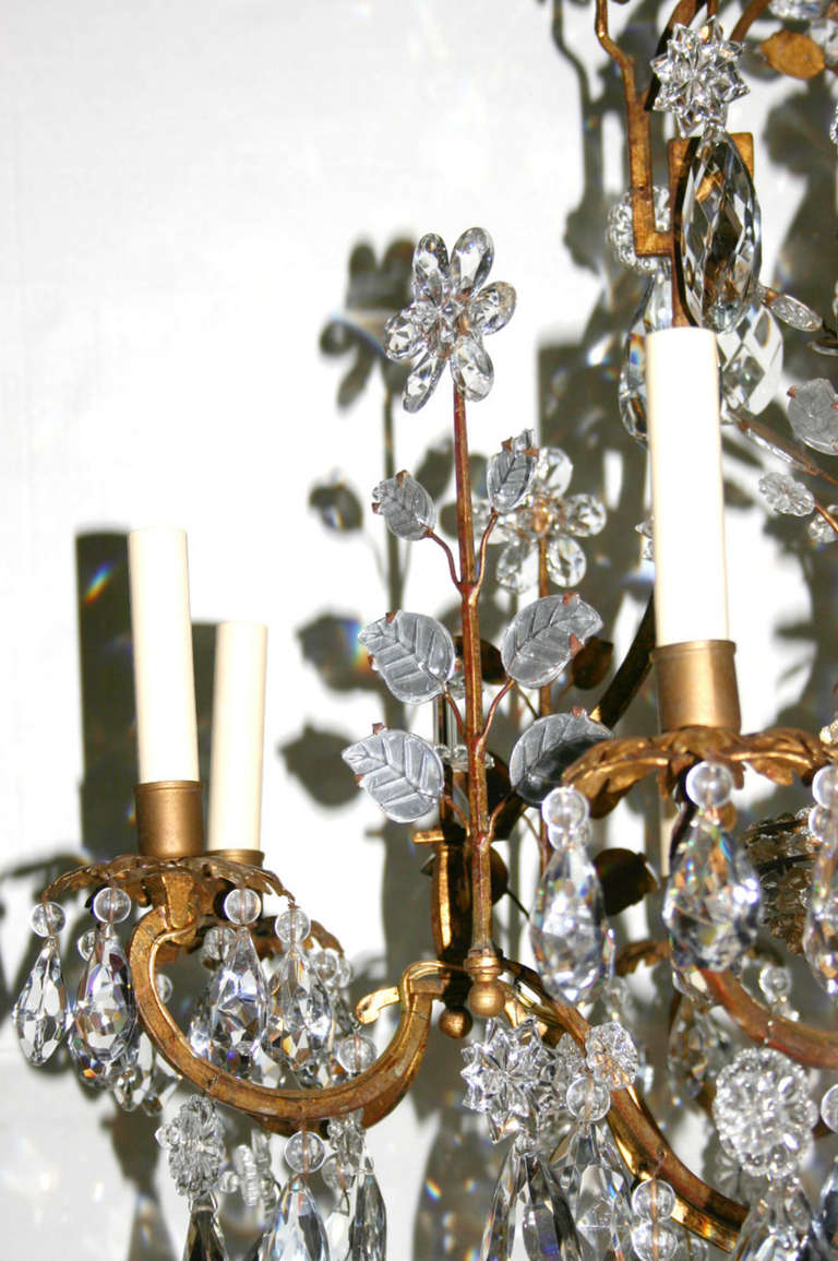 Gilt Metal Bagues Chandelier In Excellent Condition In New York, NY
