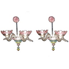 Antique Pair of Murano Glass Sconces