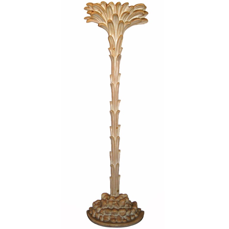 Carved Wood Floor Lamp For Sale