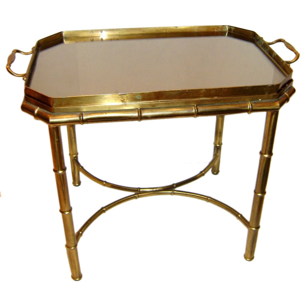 Table basse en bambou et laiton en vente