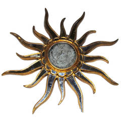 Antique Gilt Wood Sunburst Mirror
