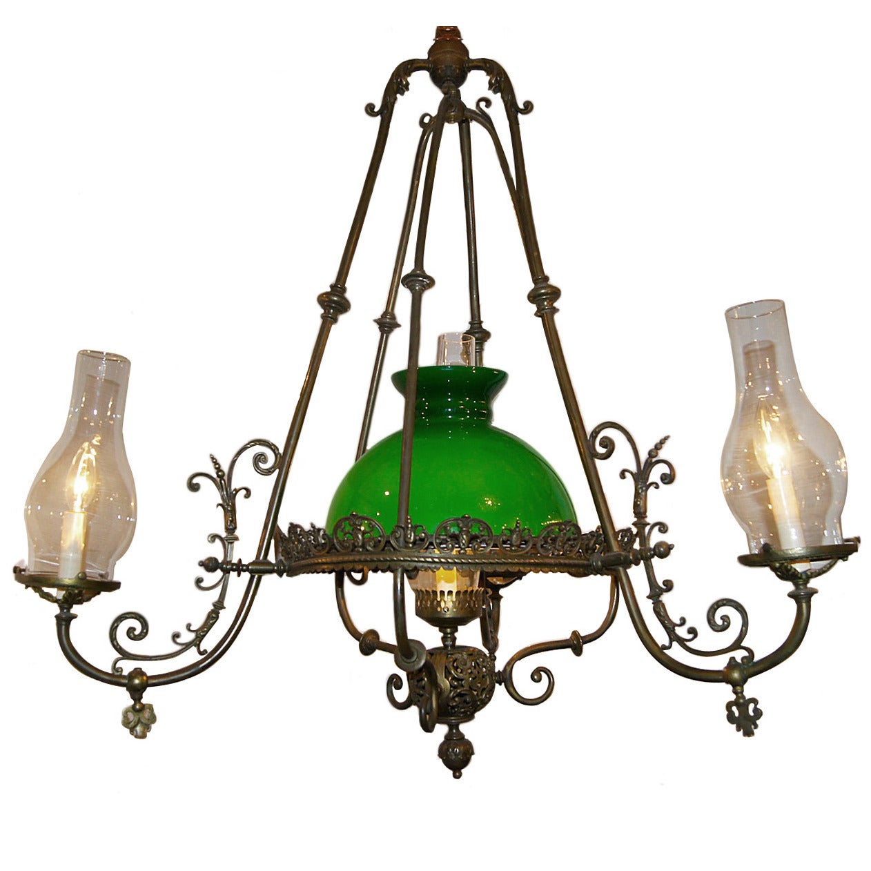 English Chandelier with Hurricane Glass For Sale at 1stdibs
