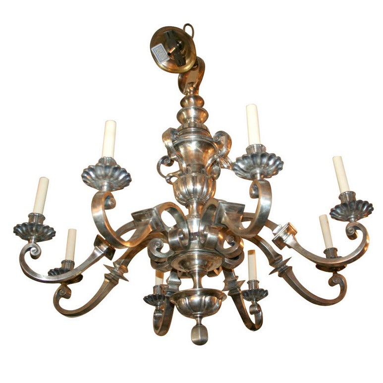 Neoclassic Style Silver Chandelier For Sale