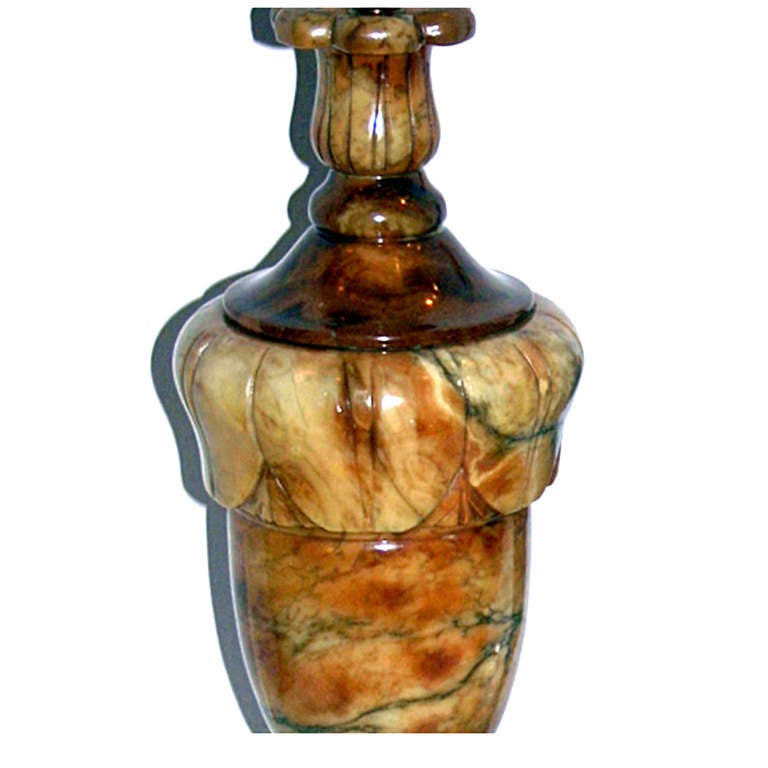 Mid-20th Century Amber Colored Alabaster Table Lamps