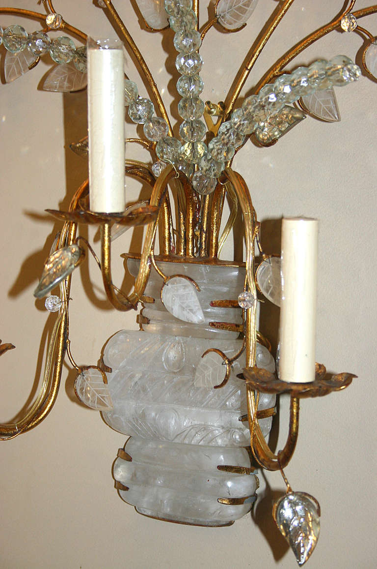 Mid-20th Century Large Sconces with Rock Crystal