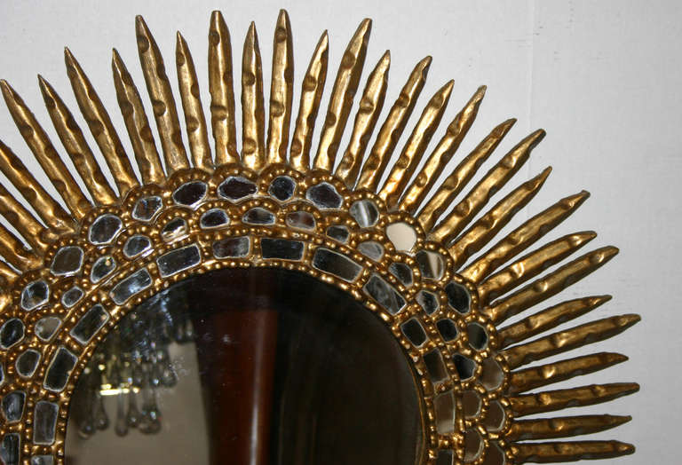 19th Century Sunburst Giltwood Mirror For Sale