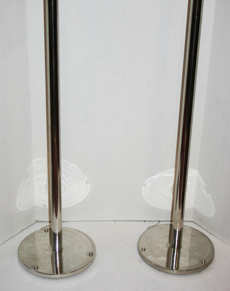 Pair of Chrome-Plated Torcheres In Excellent Condition For Sale In New York, NY