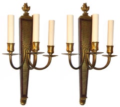 Antique Pair of Carved Neoclassic Style Sconces