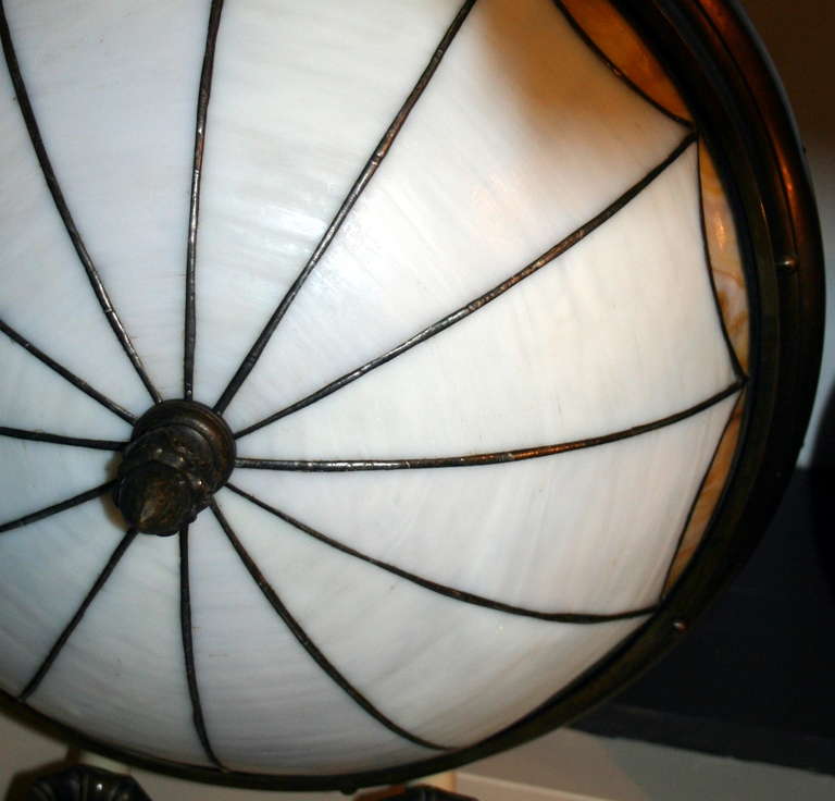 Flush-Mounted Leaded Glass Fixture In Good Condition For Sale In New York, NY